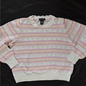 Vintage pink Striped Crew Neck Sweater